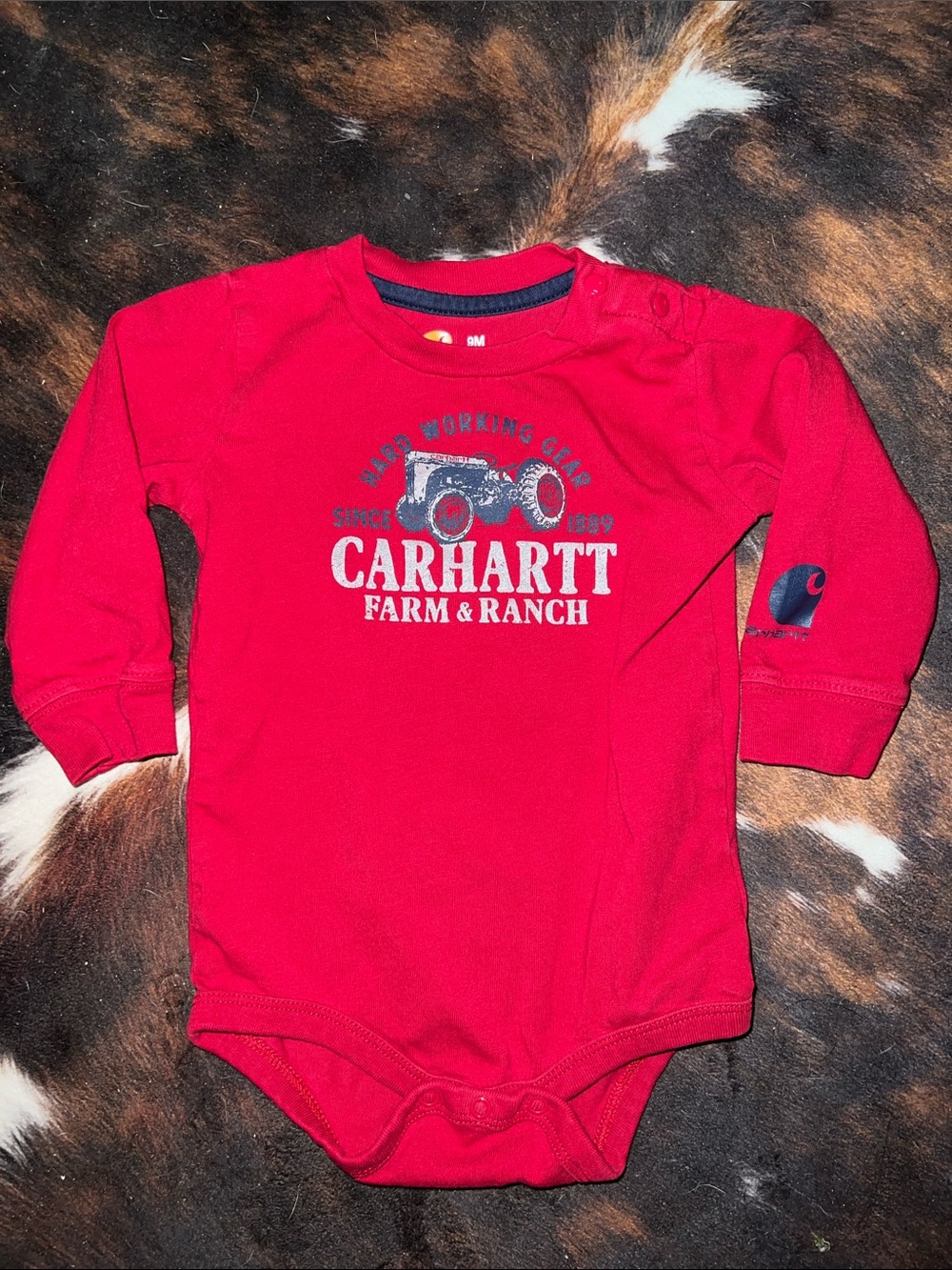 Carhartt Red Long-Sleeve Farm & Ranch Baby Bodysuit
